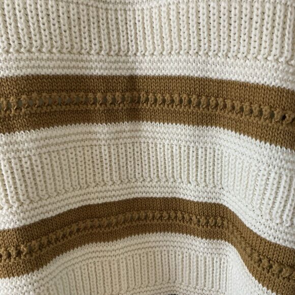 Lane Bryant Striped Tunic Sweater 22/24 Chunky Knit Ribbed Long Sleeve Ivory Tan - Picture 6 of 12